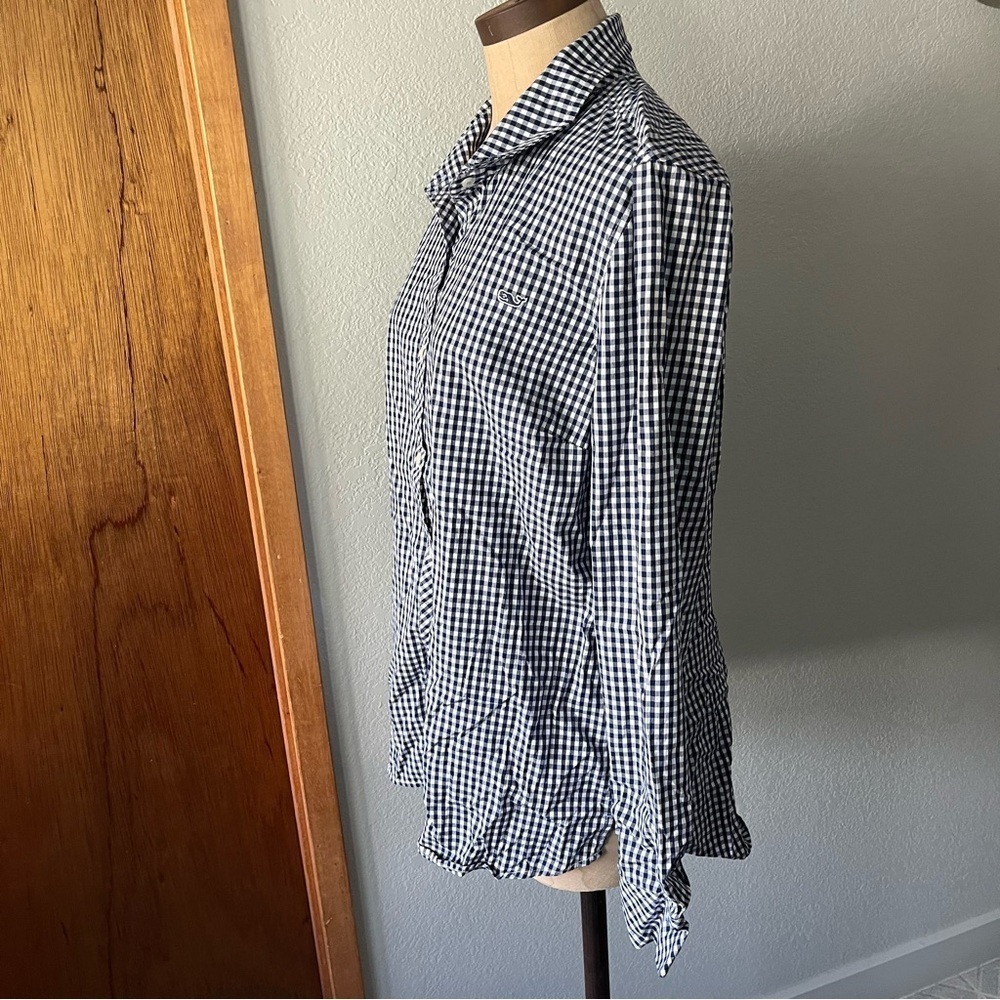 VINEYARD VINES sz 10 Classic Navy Gingham Long Sleeve Button Down - Picture 5 of 8